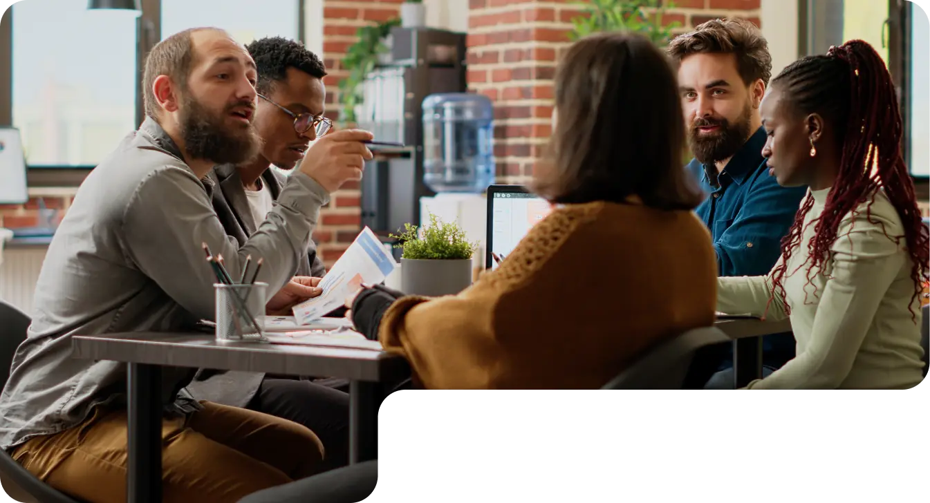 Team working at a table
